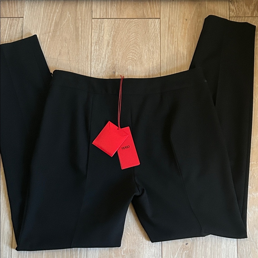 New HUGO Himonie-1 Black Slim Fit Tapered Dress Pants Slacks Trousers - Picture 4 of 14
